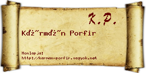 Kármán Porfir névjegykártya